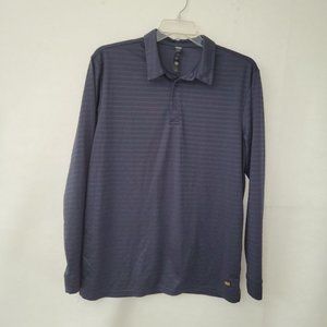 Mier‎ Shirt Mens XL Long Sleeve Performance Polo 3-Button Textured Steel Blue